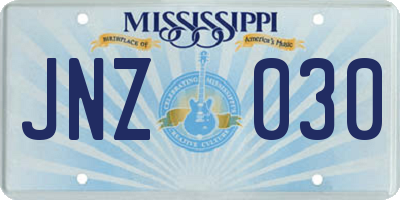 MS license plate JNZ030