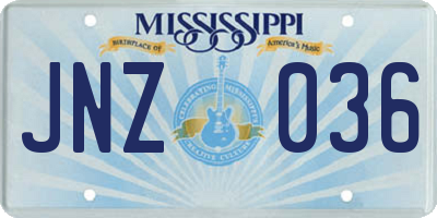 MS license plate JNZ036