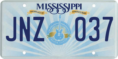 MS license plate JNZ037