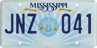 MS license plate JNZ041