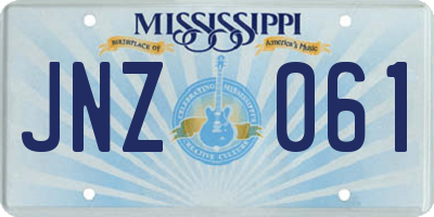 MS license plate JNZ061