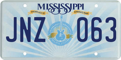 MS license plate JNZ063