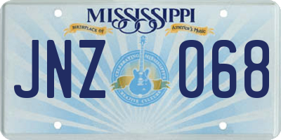 MS license plate JNZ068