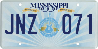 MS license plate JNZ071