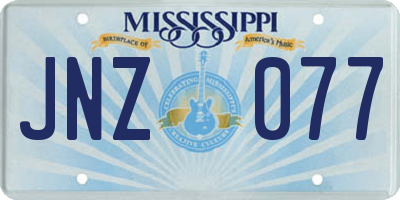 MS license plate JNZ077