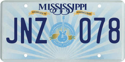 MS license plate JNZ078