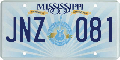 MS license plate JNZ081