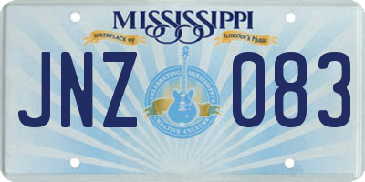 MS license plate JNZ083