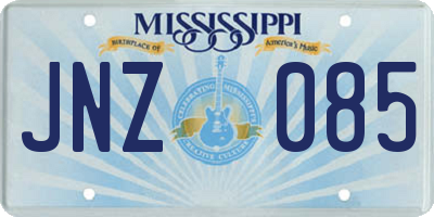 MS license plate JNZ085