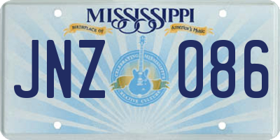 MS license plate JNZ086