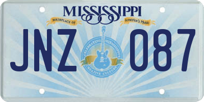 MS license plate JNZ087