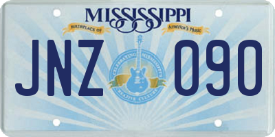 MS license plate JNZ090