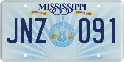 MS license plate JNZ091