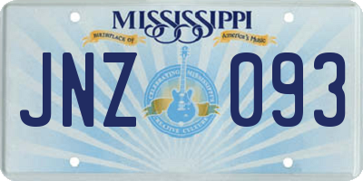 MS license plate JNZ093
