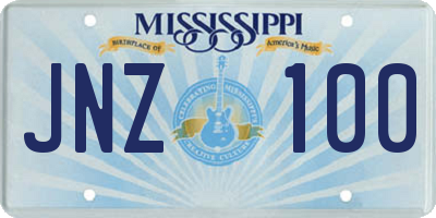 MS license plate JNZ100