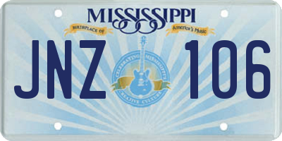 MS license plate JNZ106