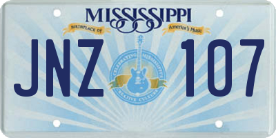 MS license plate JNZ107