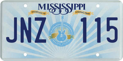 MS license plate JNZ115