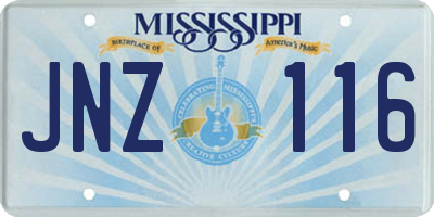 MS license plate JNZ116