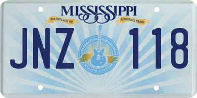 MS license plate JNZ118
