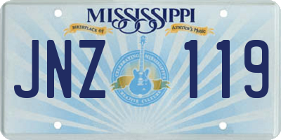 MS license plate JNZ119