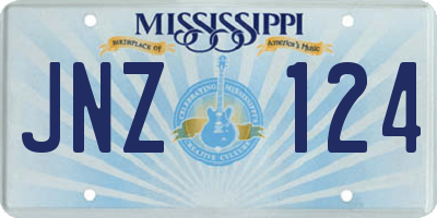 MS license plate JNZ124