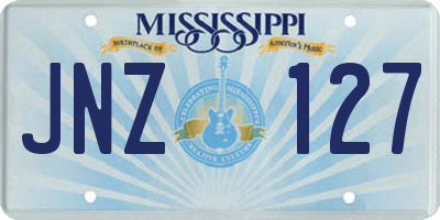 MS license plate JNZ127
