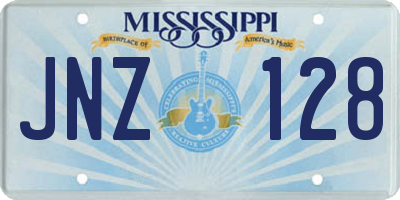 MS license plate JNZ128