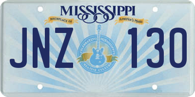 MS license plate JNZ130