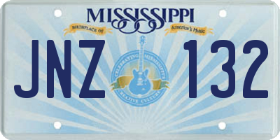 MS license plate JNZ132