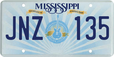 MS license plate JNZ135
