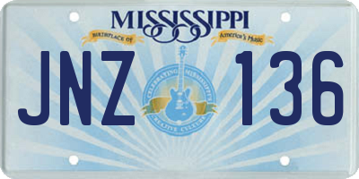 MS license plate JNZ136