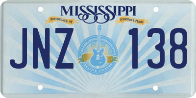 MS license plate JNZ138