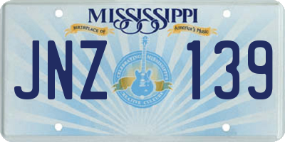 MS license plate JNZ139