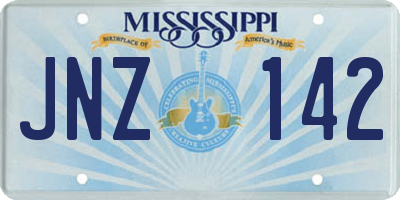 MS license plate JNZ142