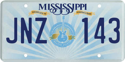 MS license plate JNZ143