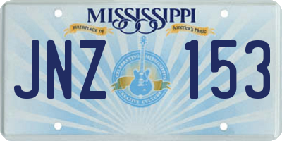 MS license plate JNZ153