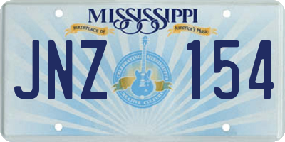 MS license plate JNZ154