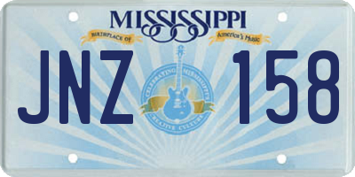 MS license plate JNZ158