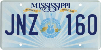 MS license plate JNZ160