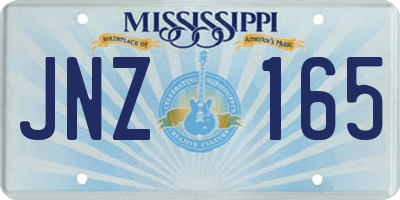 MS license plate JNZ165