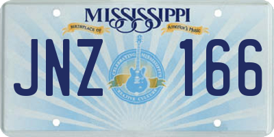 MS license plate JNZ166