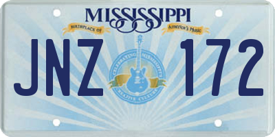 MS license plate JNZ172
