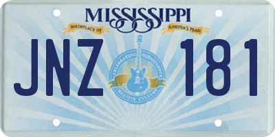 MS license plate JNZ181