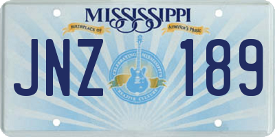 MS license plate JNZ189