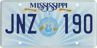 MS license plate JNZ190