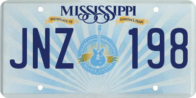 MS license plate JNZ198