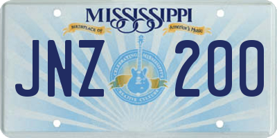 MS license plate JNZ200