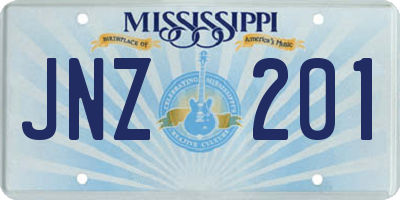 MS license plate JNZ201