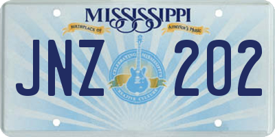 MS license plate JNZ202